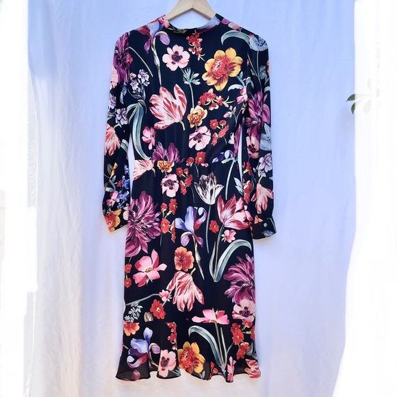 J.CREW | TIE-NECK MIDI DRESS IN MIDNIGHT FLORAL SIZE 0 - Picture 9 of 9